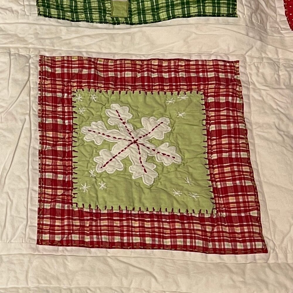 Pottery Barn Kids Quilted Christmas Patchwork Quilt Full/Queen NWOT - Picture 10 of 10